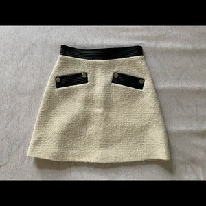 Maje wool blend leather mini skirt